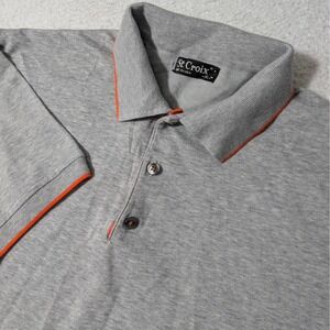 St. Croix Polo Shirt Mens XL Gray Orange Trim Short Sleeve Made in USA
